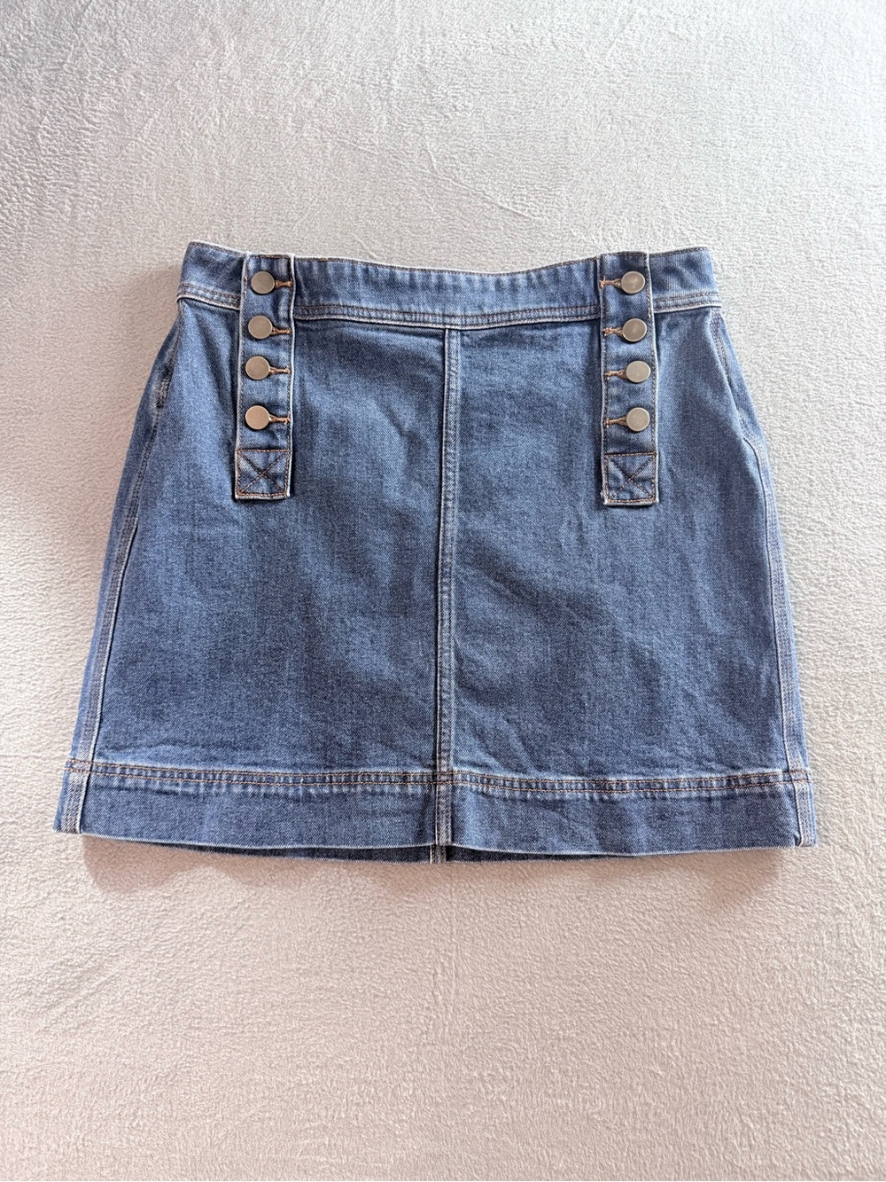 LOFT - Denim Mini Skirt with Button-Accents